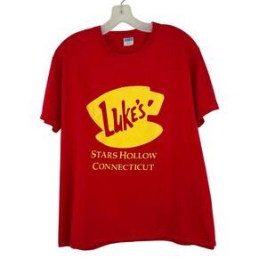 Lukes Diner Stars Hollow CT Gilmore Girls T Shirt XL Red Graphic Short Sleeve